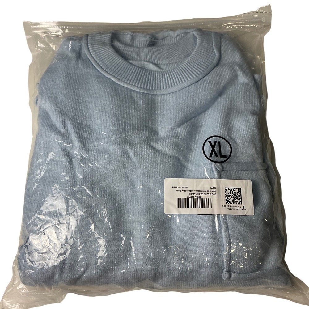 Dokotoo Women's Pullover Sweater XL Sky Blue Crewneck Pocket Long Sleeve - Picture 6 of 7